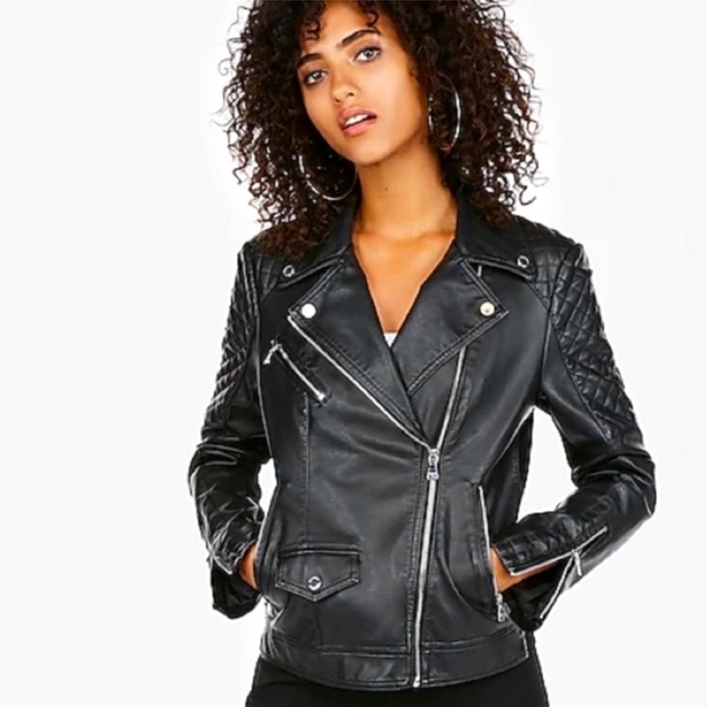 *NWT* Express Black Leather Moto Jacket